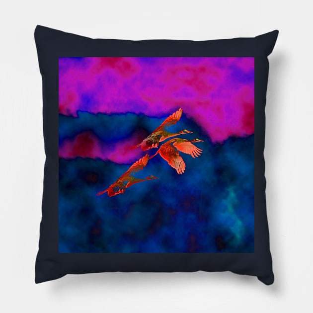 Birds at Sunset Pillow by CarloVaro