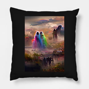 2 PSYCHEDELIC RAINBOW GHOSTS ON HALLOWEEN Pillow