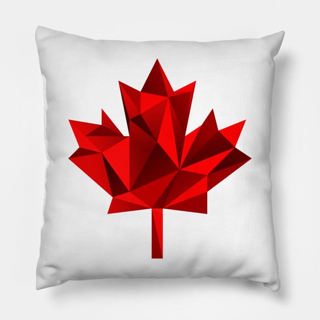 Low Poly Maple Leaf - Canada Flag Pillow by downformytown