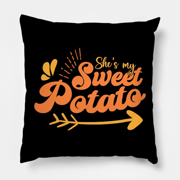 Thanksgiving Matching Couple She's My Sweet Potato I Yam Set Pillow by wfmacawrub