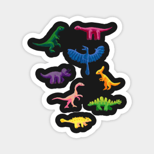 Tiny Colorful Gouache Dinosaurs Magnet