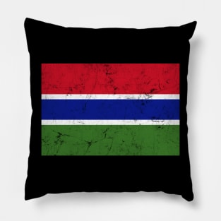 Gambia / Faded Vintage Style Flag Design Pillow