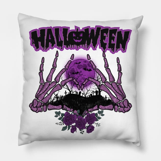 Halloween love Pillow by Myartstor 