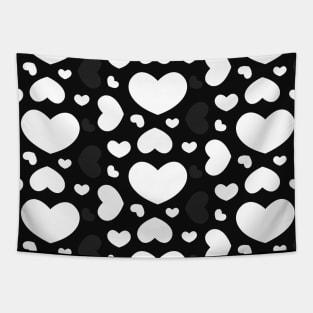 White, black and grey hearts pattern Tapestry