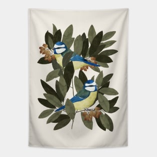 Blue Tit and Strawberry Tree Tapestry