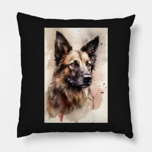 Loyal Companion: Alsatian Watercolor Painting Pillow