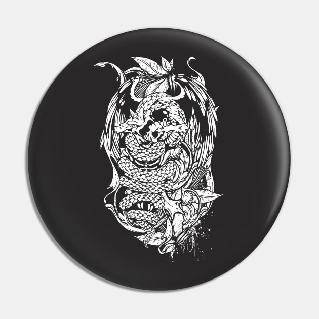 Snake Dragon (white) Pin by fatline