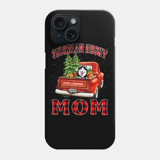 Christmas Siberian Husky Mom Santa Hat Truck Tree Plaid Dog Mom Christmas Phone Case