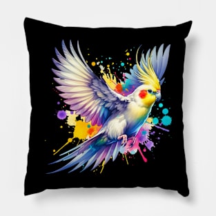 Watercolor Flying Cockatoo Pillow