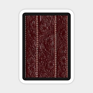 Dark Brown Ornamental Leather Stripes, natural and ecological leather print #66 Magnet
