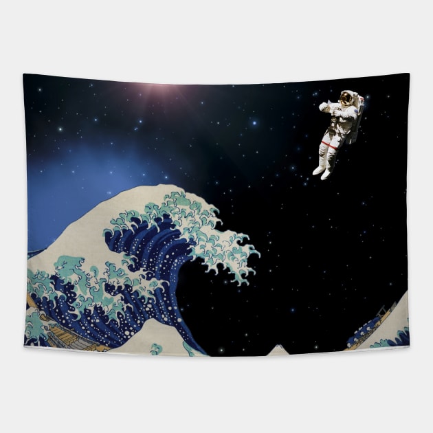 The Great Wave - Cosmonaut Tapestry by creativewrld