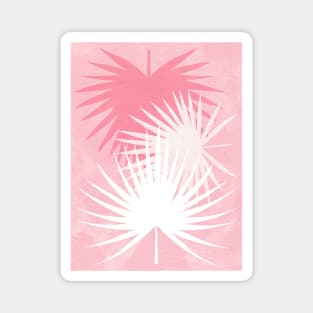 Fan Palm Leaves In Pink Modern Botanical Magnet