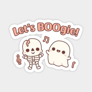 Cute Dancing Skeleton And Ghost Lets Boogie Funny Halloween Magnet