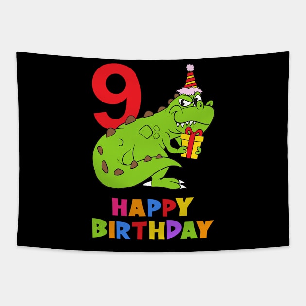 9th Birthday Party 9 Year Old Nine Years Tapestry by KidsBirthdayPartyShirts