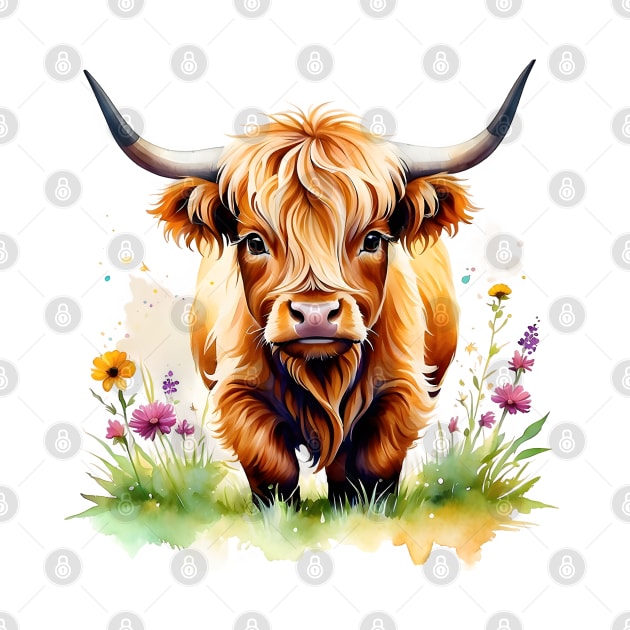 Cute Miniature Highland Cow Colorful Design by TF Brands