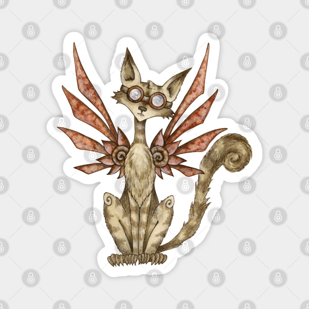 Steampunk Cat Magnet by AmyBrownArt