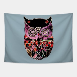 Boho Owl Colourful Mosaic Tapestry