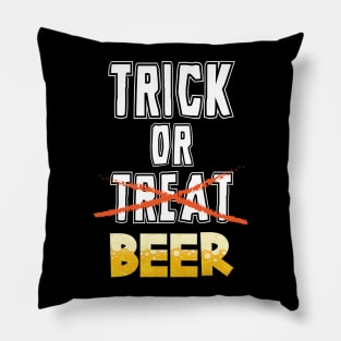 Trick or Beer Funny Halloween Drinking Adult Pillow