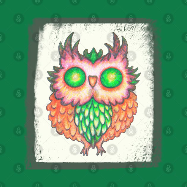 Trippin' owl, owl drawing by LollysLane