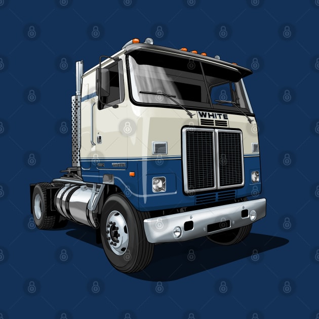 1980 White Road Commander 2 Cabover Truck in blue and white by candcretro