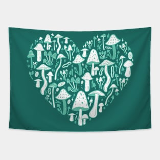 retro mushroom heart Tapestry