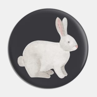 Handpainted watercolor cute white forest baby rabbit Pin
