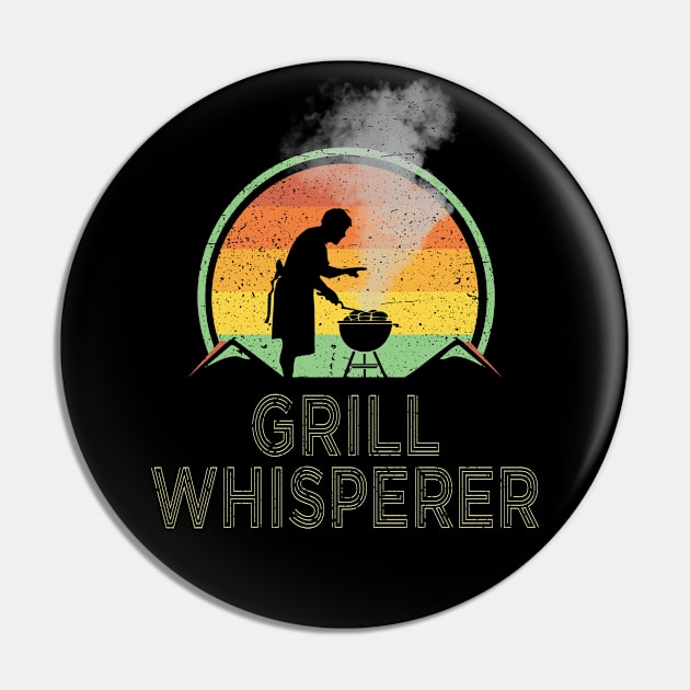 Grill Whisperer BBQ Lovers | Retro Vintage Distressed Style Pin by missalona