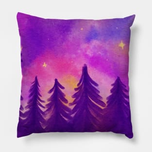 Colorful Fantasy Starry Night Wanderlust Pink and Purple Pillow