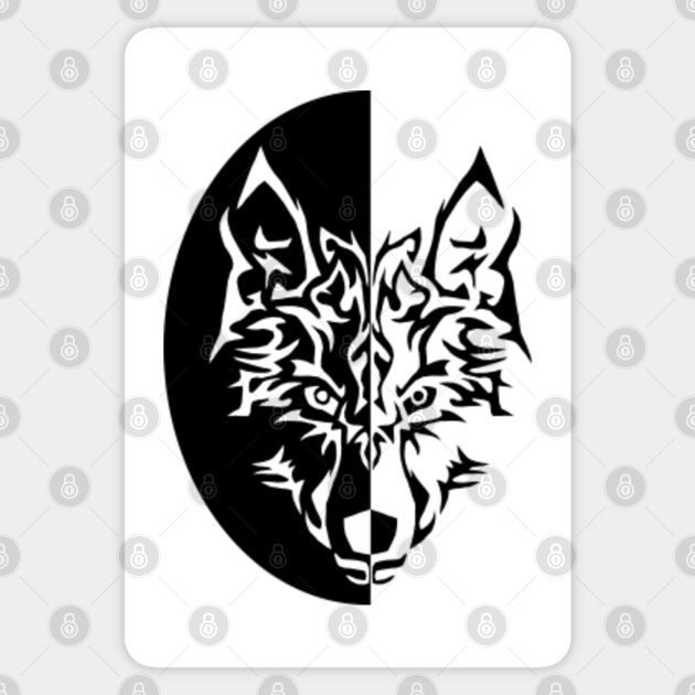 Wolf Face Black And White Silhouette Wolf Sticker Teepublic Wolf Face Black And White Silhouette Wolf Sticker Teepublic