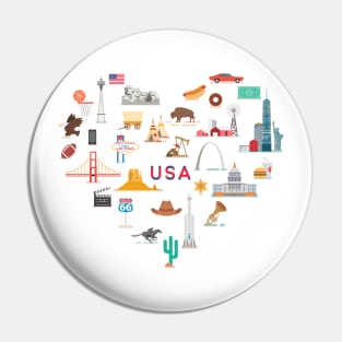 USA famous places and landmarks Pin