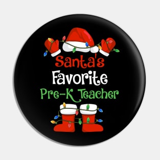 Santa's Favorite Pre-K Teacher Funny Christmas Pajamas Pin