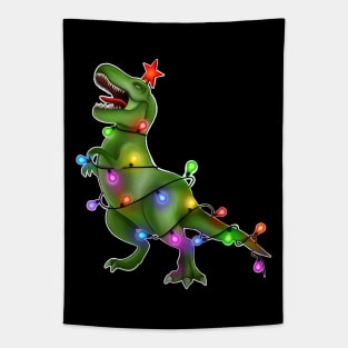 Xmas T. rex tree Tapestry