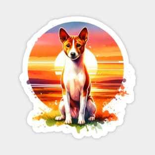 Watercolor Basenji Sunset Magnet