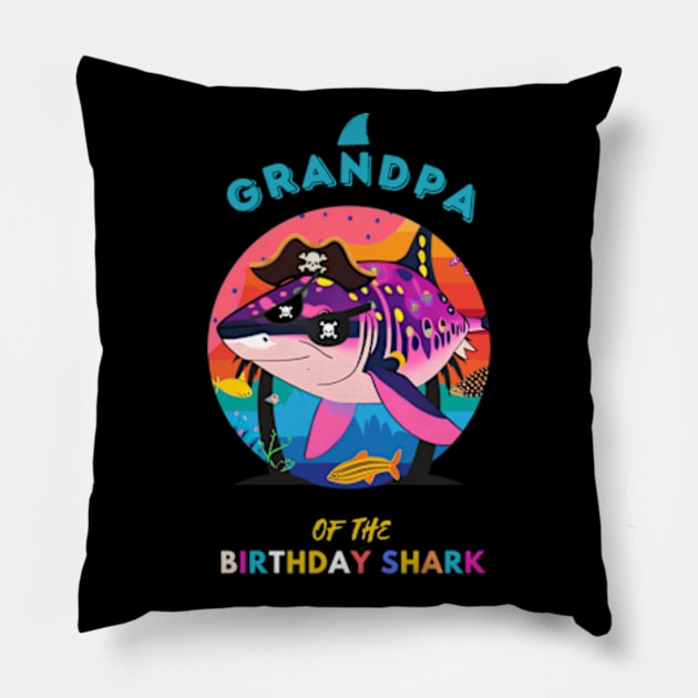 Grandpa of the Shark Birthday Matching Family Pillow by Adam4you