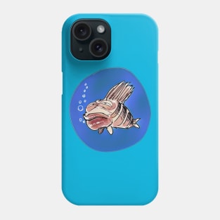 bored fish cartoon style funny illustration Phone Case