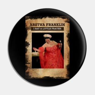 Vintage Old Paper 80s Style Aretha Franklin /// Fan Art Design Pin