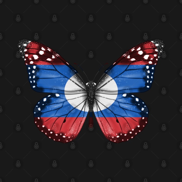 Lao Flag  Butterfly - Gift for Lao From Laos by Country Flags