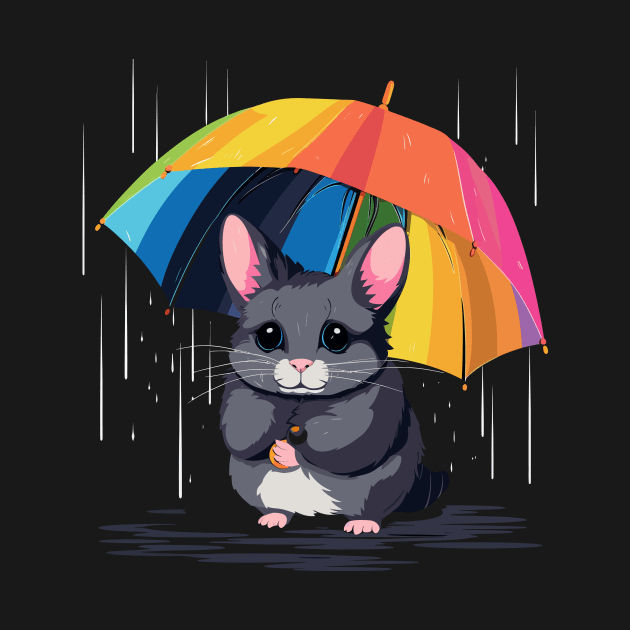 Chinchilla Rainy Day With Umbrella by JH Mart