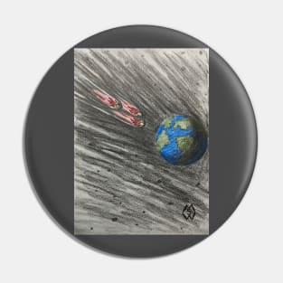 Asteroids falling towards Earth Pin