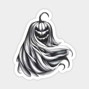 Black and white halloween pumpkin ghost Magnet