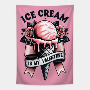 Ice cream is my Valentine - Tattoo style Tapestry