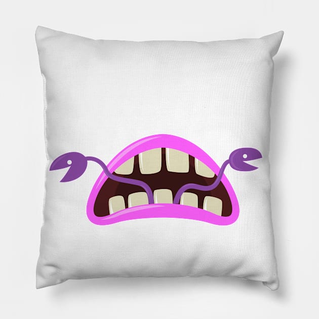 Funny Monster Mouth with tongue for mask Coronavirus Pillow by andreperez87