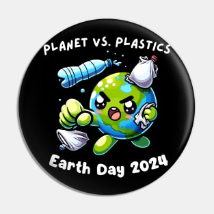 Earth Day 2024 Planet VS Plastics Men Women Kids Cute Pin