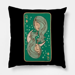 Queen of Diamonds Card Pillow