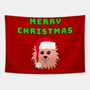 Merry Christmas with Dog Tapestry
