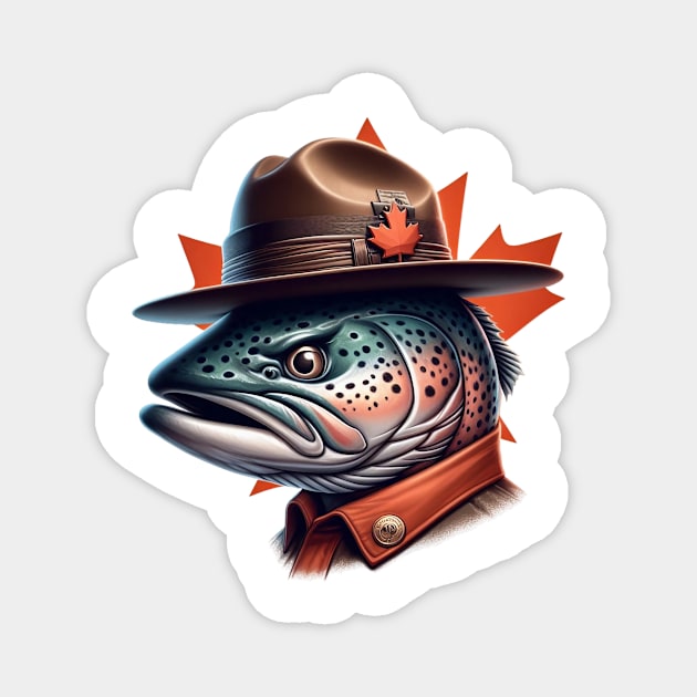 Canadian Mountie Salmon Illustration Magnet by Dmytro