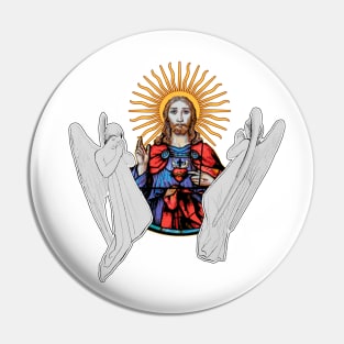 Jesus Christ and the angels praying Pin