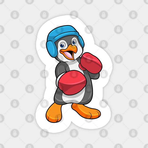 Penguin at Boxing with Boxing gloves & Helmet Magnet by Markus Schnabel