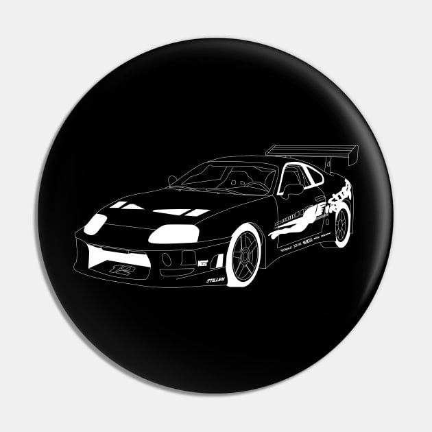 FF Supra MK IV White Outline Pin by kindacoolbutnotreally