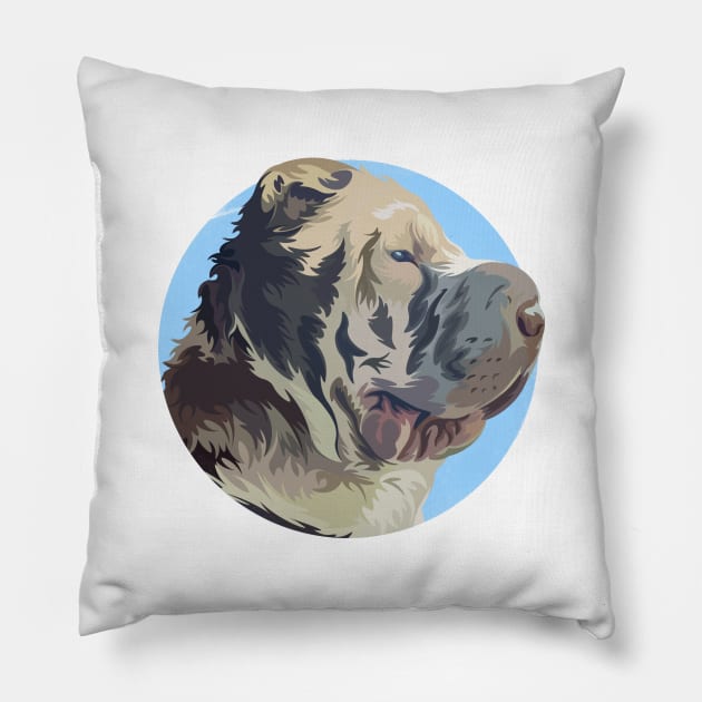 Cute Shar Pei Gemma Stylized Portrait Art Pillow by Gemma_SharPei